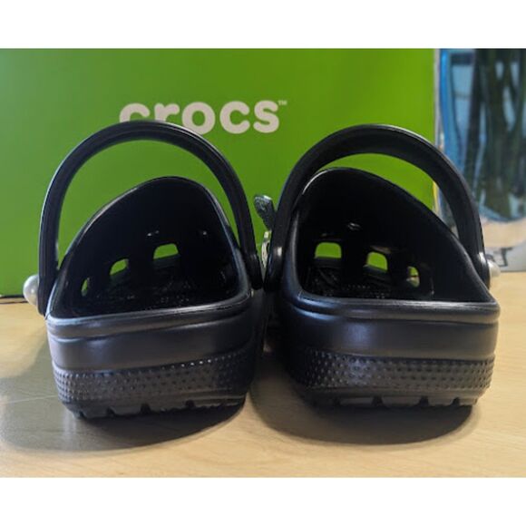 CROCS Classic Black Shimmer Picture Frame Clogs Women's Size 8 NWT - Picture 7 of 12